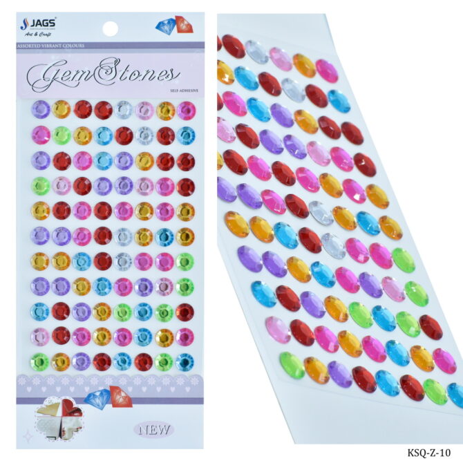 GEMS STONES STICKERS ROUND MULTICOLOR KSQ-Z-10 2PKTS