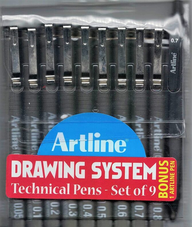 ARTLINE DRAWING SYSTEM TECHNICAL PENS SET OF 9