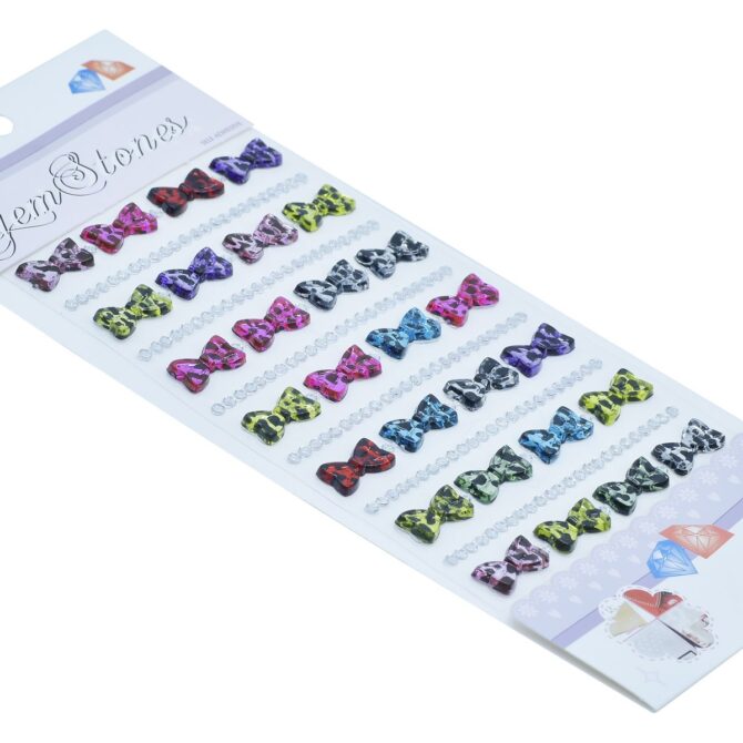 GEMS STONES STICKERS- BOW MULTICOLOR CXM-015-D 2PKTS