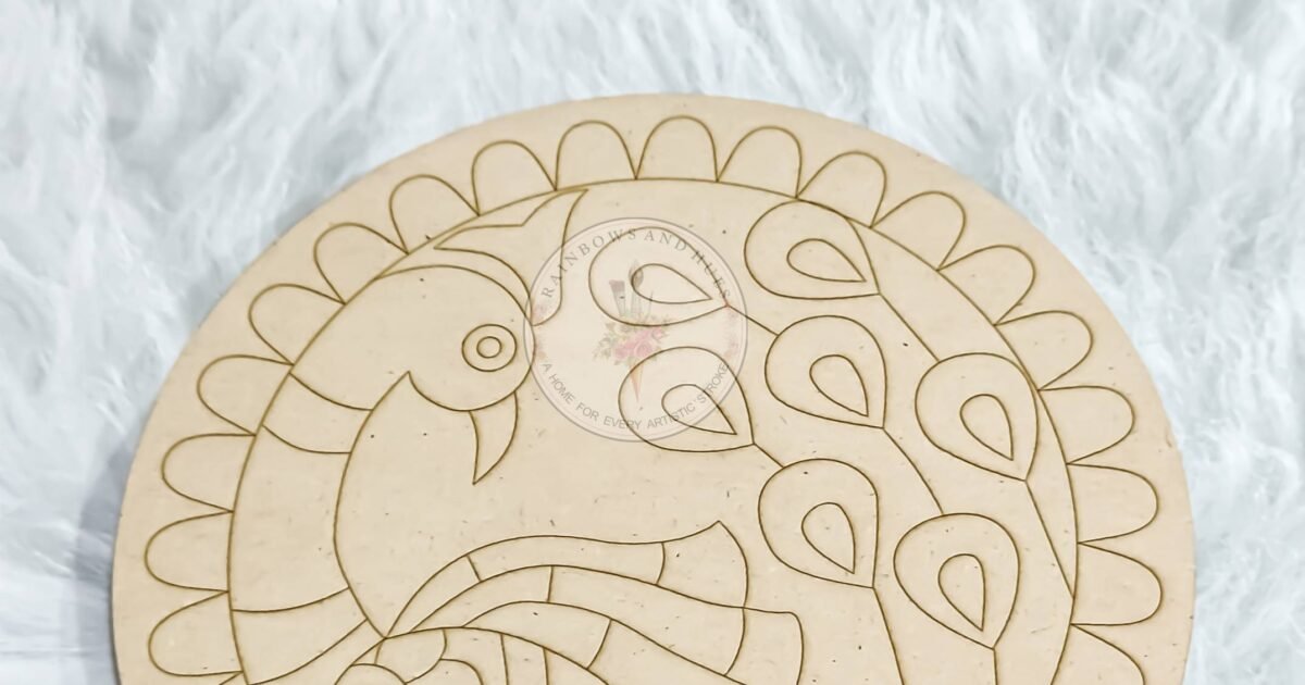 Set 5 Panneaux Muraux – Plumes De Paon Sur Toile MDF, Encadrés, Prêts à Poser