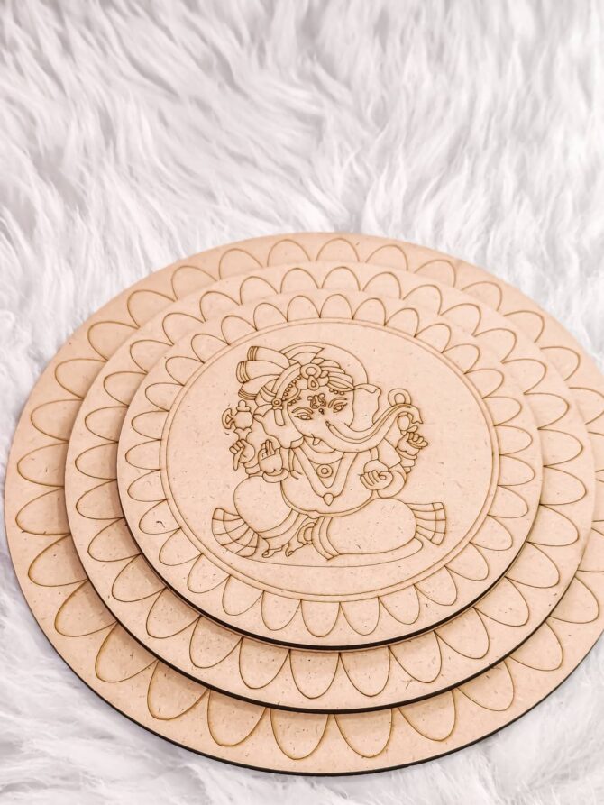 PRE-MARKED MDF ROUND LORD GANESHA