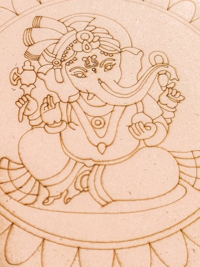 PRE-MARKED MDF ROUND LORD GANESHA