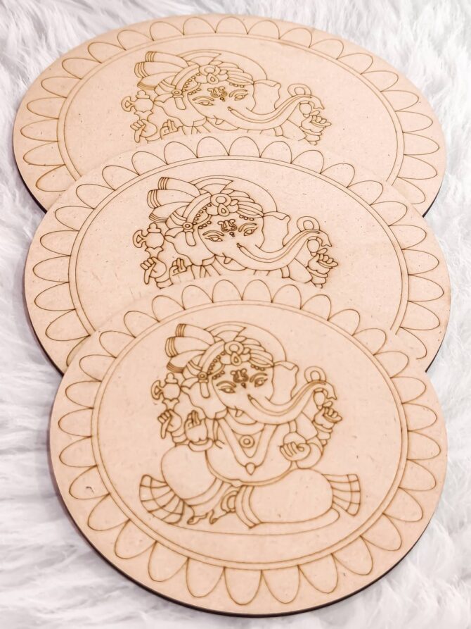 PRE-MARKED MDF ROUND LORD GANESHA