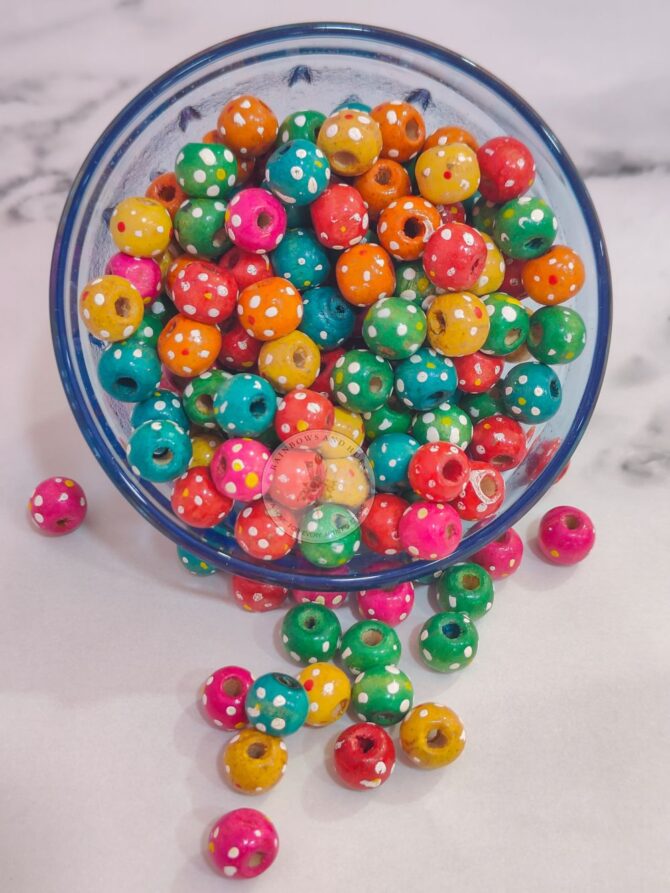 WOODEN BEADS ROUND DOT COLORFUL 8MM