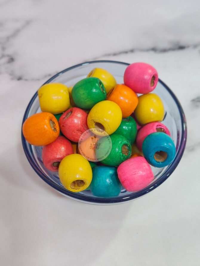 WOODEN BEADS COLORFUL ROUND 16MM