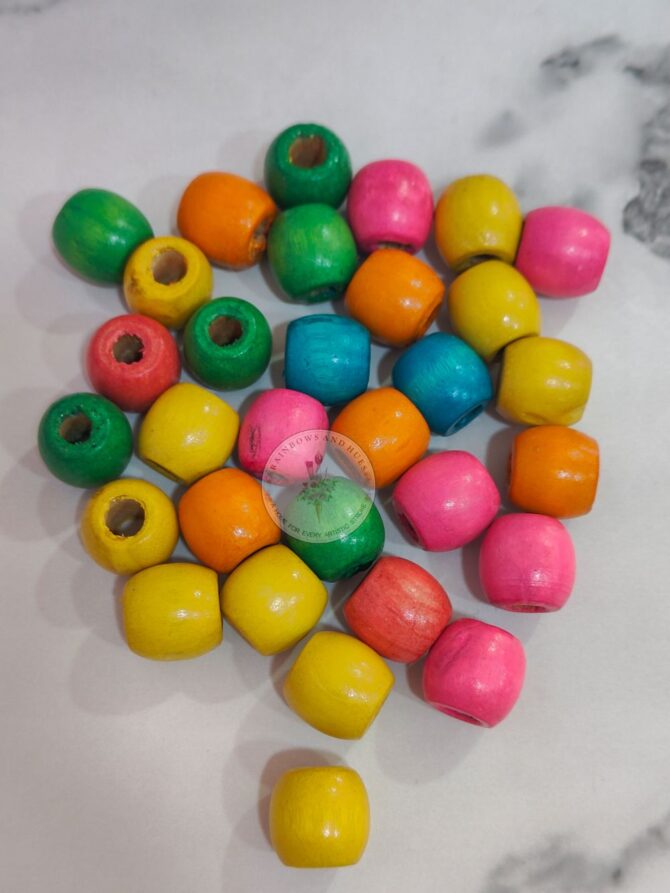 WOODEN BEADS COLORFUL ROUND 16MM