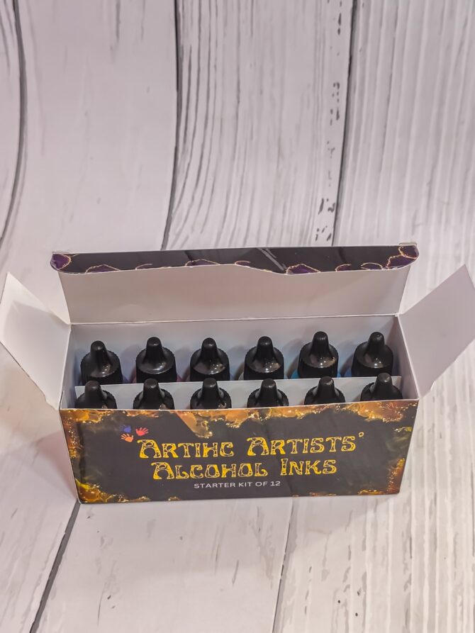 ARTIHC ARTISTS' ALCOHOL INKS 12X10ML + FREE BLENDING SOLUTION 100ML