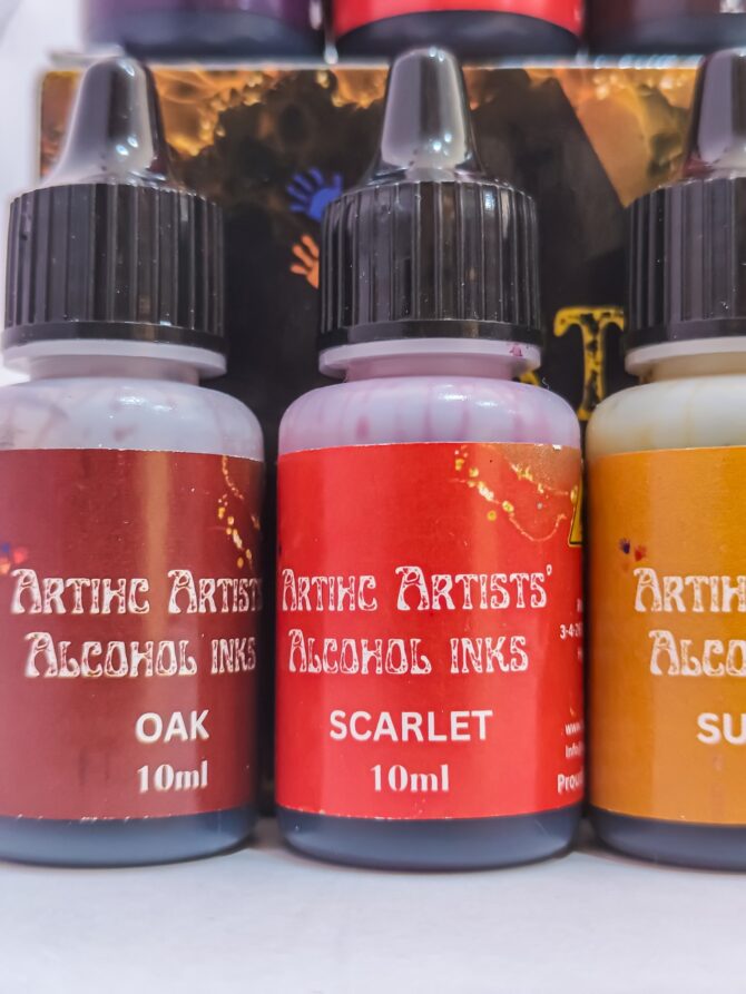 ARTIHC ARTISTS' ALCOHOL INKS 12X10ML + FREE BLENDING SOLUTION 100ML