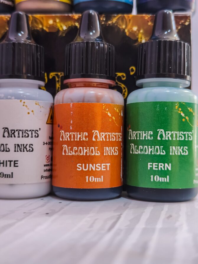 ARTIHC ARTISTS' ALCOHOL INKS 12X10ML + FREE BLENDING SOLUTION 100ML