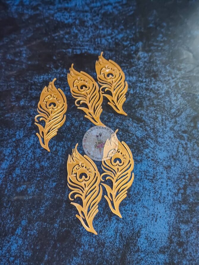 ACRYLIC CUTOUTS GOLD MOR PANKH 5PCS.