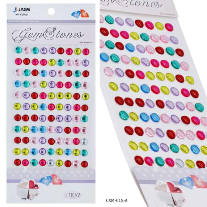 GEMS STONES STICKERS ROUND CXM-015-A 2PKTS