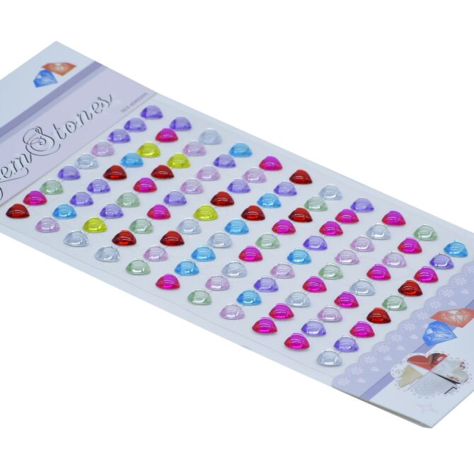 GEMS STONES STICKERS- HEART CXM-015-C 2PKTS