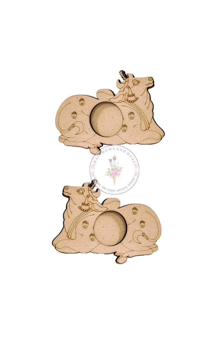 MDF COW TEA LIGHT SET