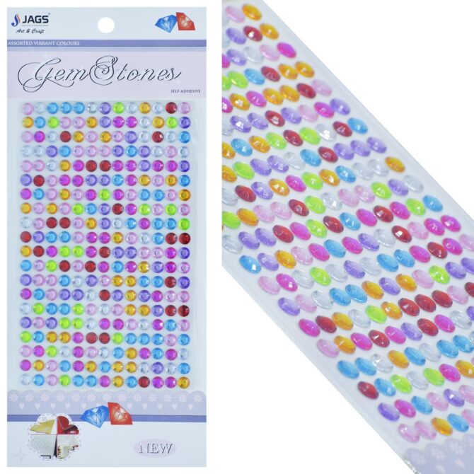 GEM STONES STICKERS ROUND MULTI KSQ-Z-8 2PKTS