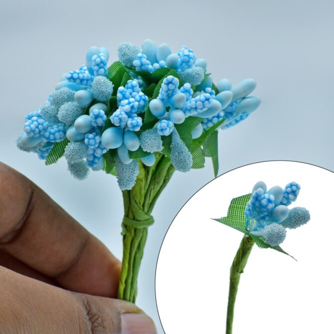 ARTIFICIAL FLOWER POLONS STAMEN BLUE (AFP144-BE)