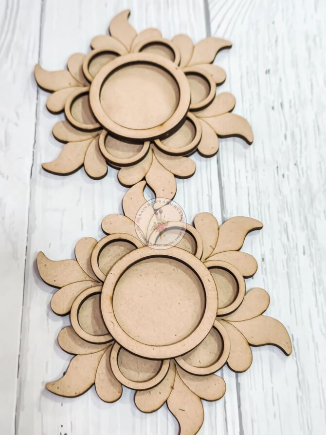 MDF PRE-MARK FLOWER TEALIGHT 2PCS SET