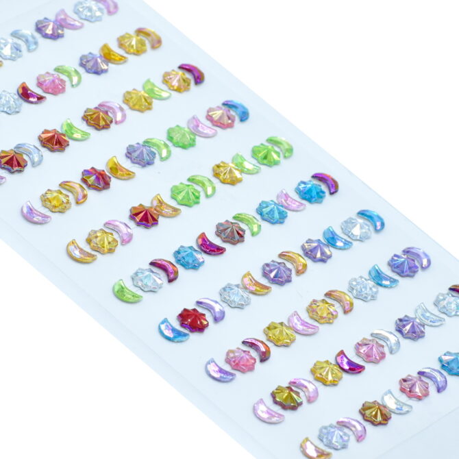 GEMS STONES STICKERS- MOON AND FLOWERS ZW-DC 2PKTS