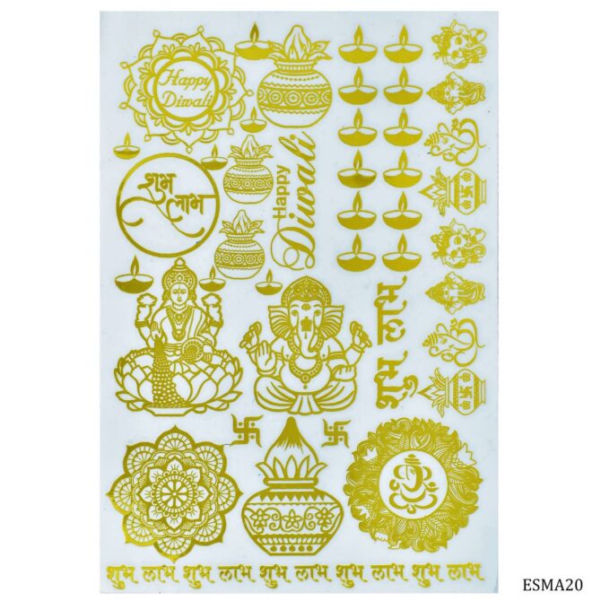 METALLIC STICKER LAKSHMI GANESH HAPPY DIWALI ESMA20