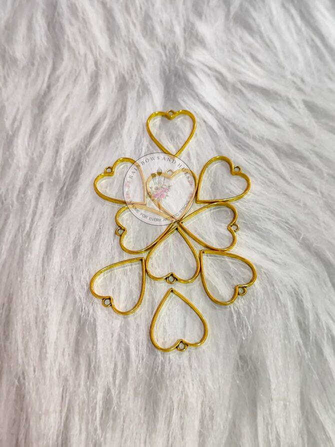 METAL FITTING HEART GOLD 10PCS