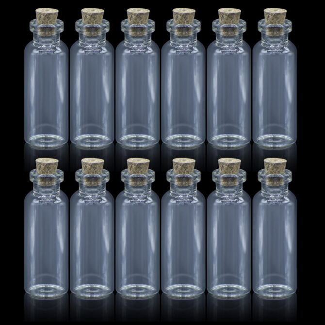 GLASS MESSAGE BOTTLE 12PCS SET (18x50 MM)